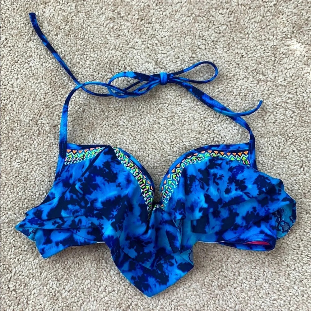 PINK Victoria’s brown blue tie dye halter top
